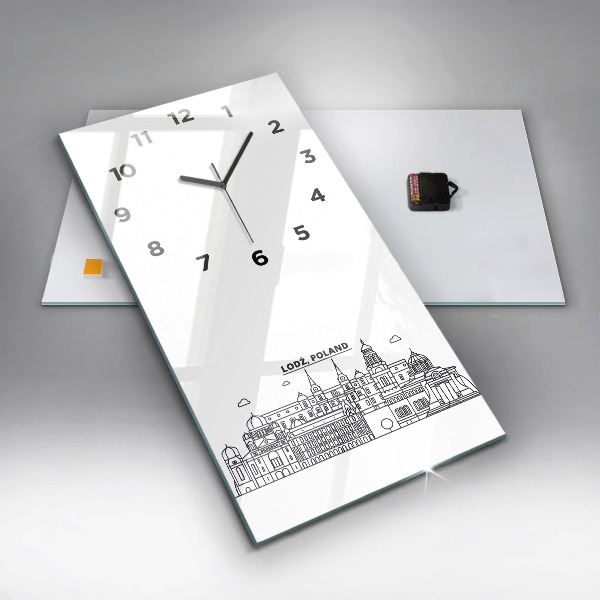 Modern vertical wall clock Lodz architecture panorama