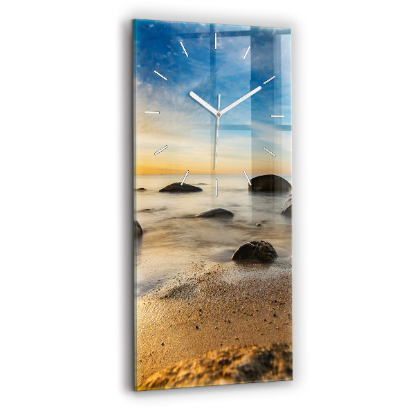 Modern vertical wall clock Sunrise Baltic Sea