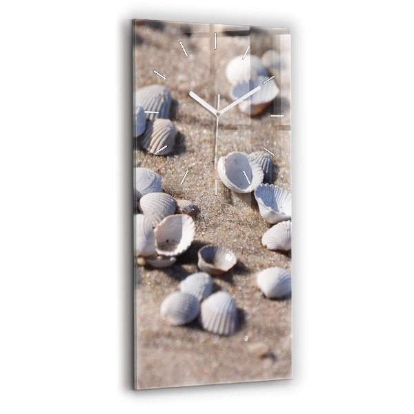 Modern vertical wall clock Seashells on the beach