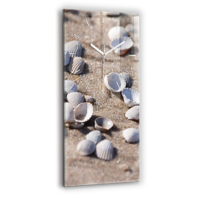 Modern vertical wall clock Seashells on the beach