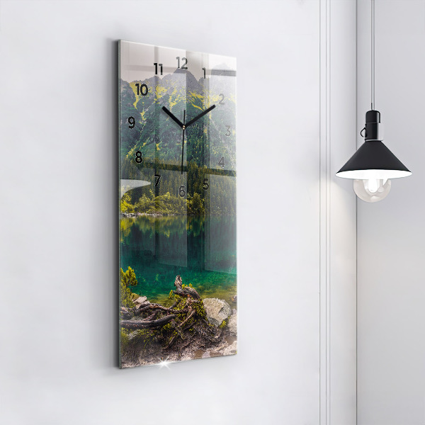 Modern vertical wall clock Morskie Oko in the Tatra Mountains