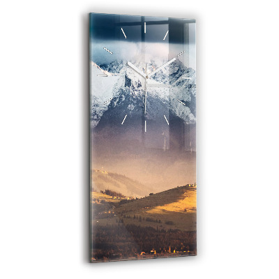 Modern vertical wall clock Winter landscape of the Tatra Mountains