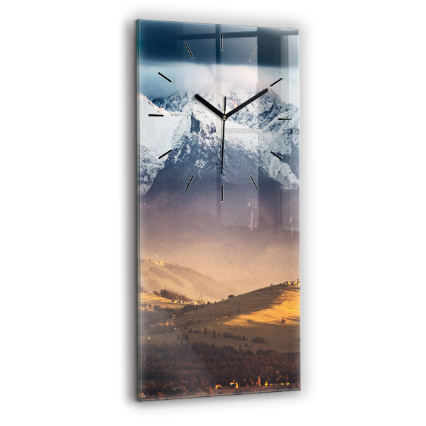 Modern vertical wall clock Winter landscape of the Tatra Mountains