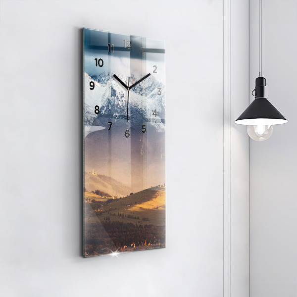 Modern vertical wall clock Winter landscape of the Tatra Mountains