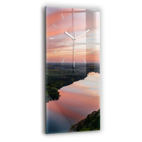 Modern vertical wall clock Lake view