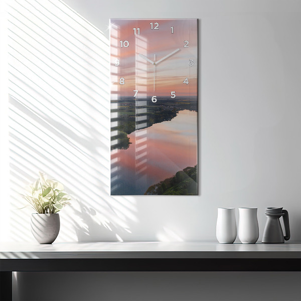 Modern vertical wall clock Lake view