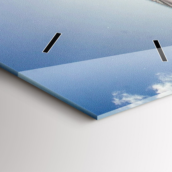 Modern vertical wall clock The Polish flag against the sky