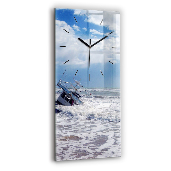 Modern vertical wall clock Sunken watercraft