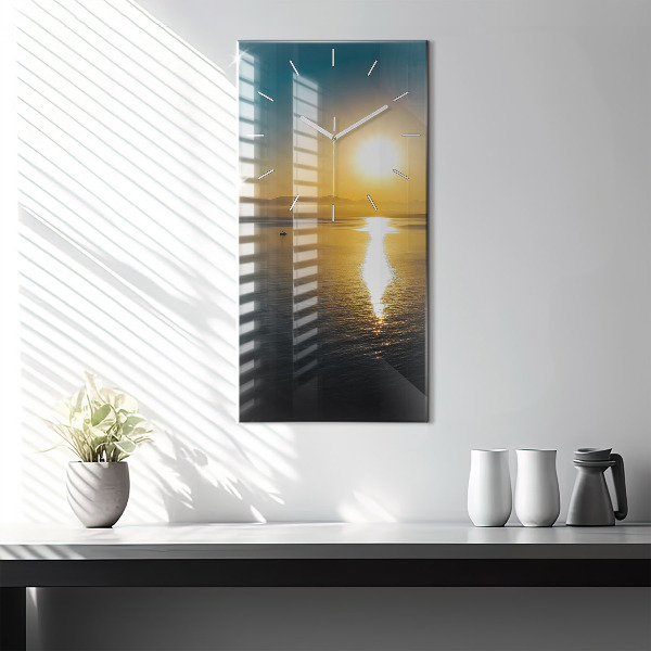 Modern vertical wall clock Sunrise landscape