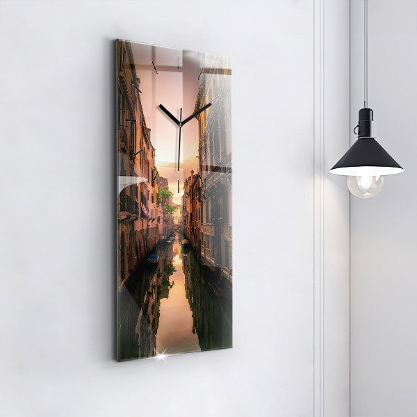 Modern vertical wall clock View of the canal in the city