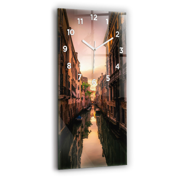 Modern vertical wall clock View of the canal in the city