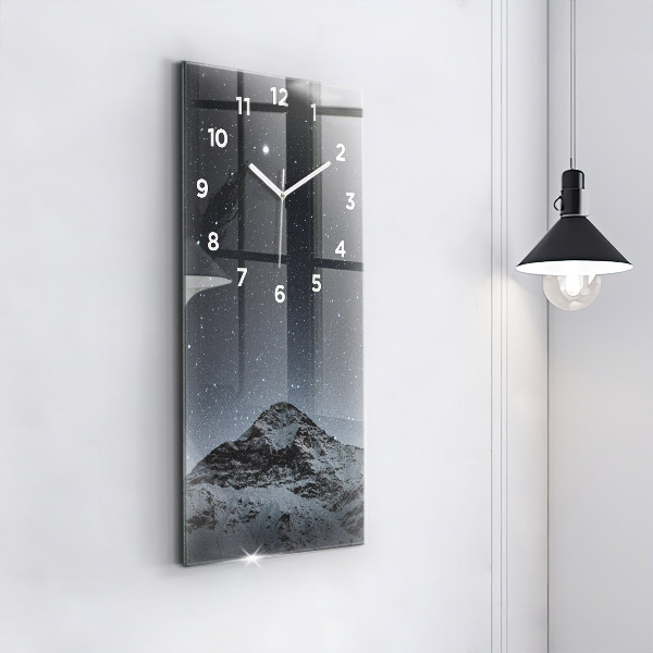 Modern vertical wall clock Mountain under the stars