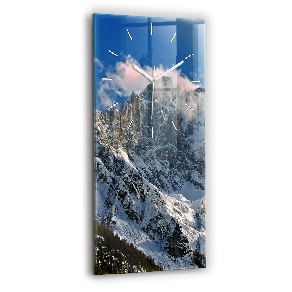 Modern vertical wall clock Mountains under blue sky