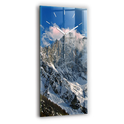 Modern vertical wall clock Mountains under blue sky