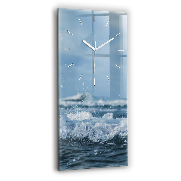 Modern vertical wall clock Sea wave photography