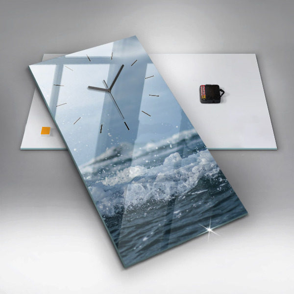 Modern vertical wall clock Sea wave photography