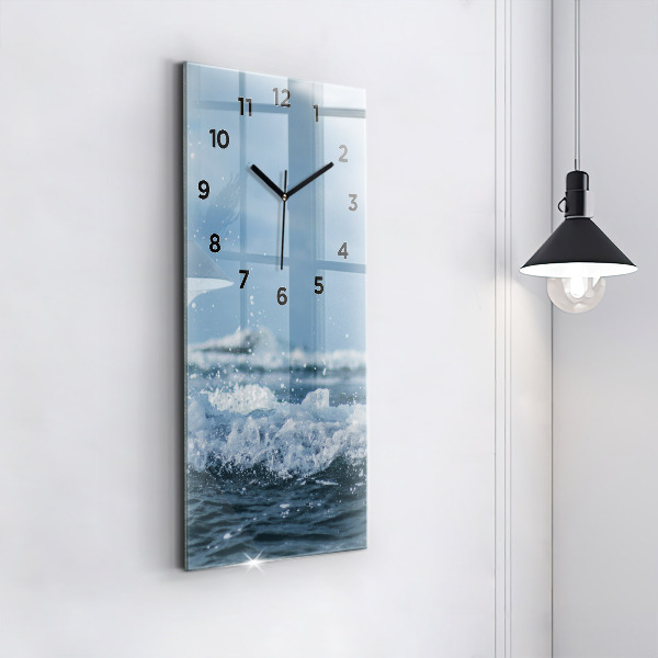 Modern vertical wall clock Sea wave photography