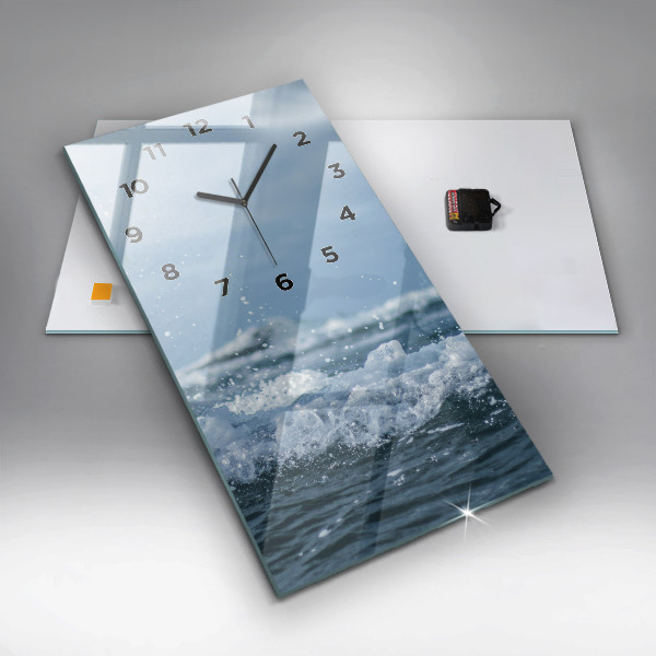 Modern vertical wall clock Sea wave photography