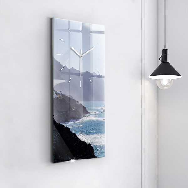 Modern vertical wall clock Mountains by the ocean