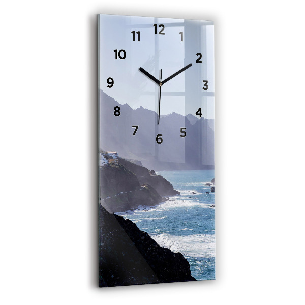 Modern vertical wall clock Mountains by the ocean
