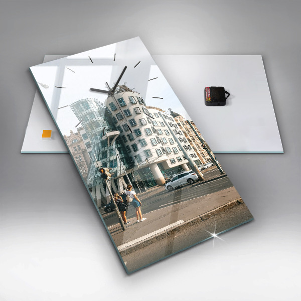 Modern vertical wall clock Dancing House Prague