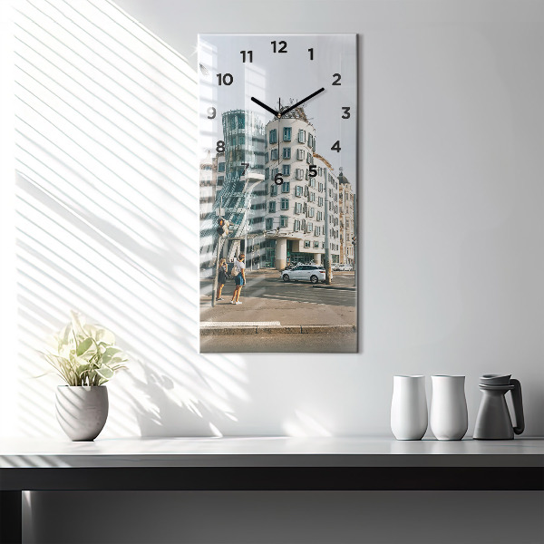 Modern vertical wall clock Dancing House Prague