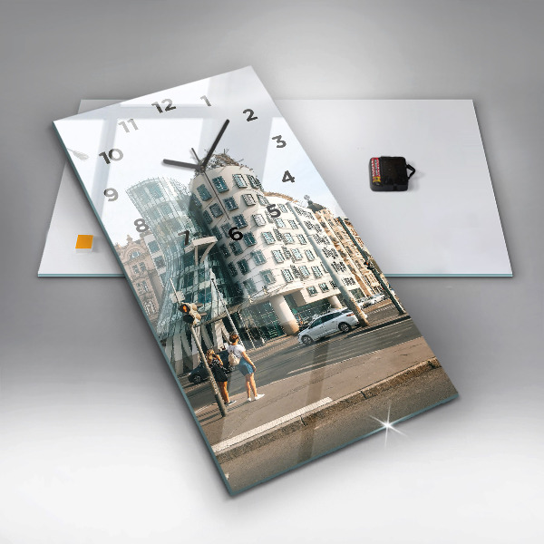 Modern vertical wall clock Dancing House Prague