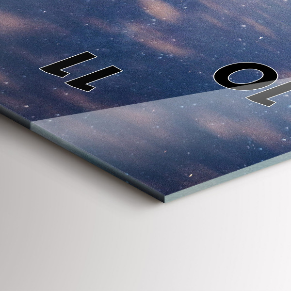 Modern vertical wall clock Mountains at sunset