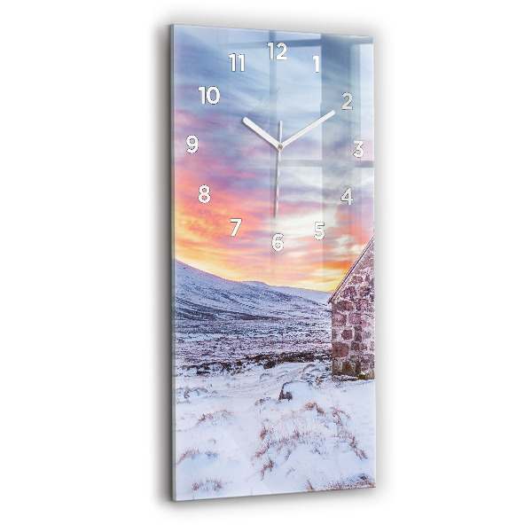 Modern vertical wall clock Cottage in the mountains