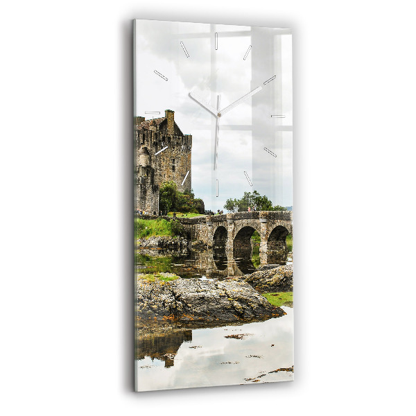 Modern vertical wall clock Eilean Donan Castle Scotland