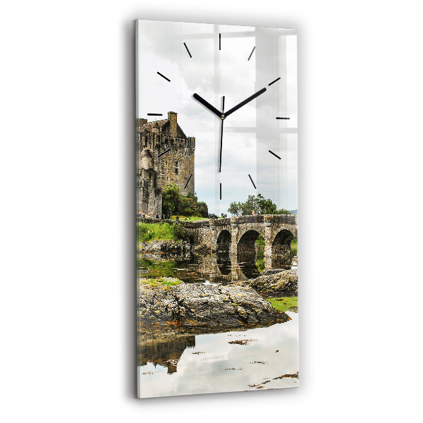 Modern vertical wall clock Eilean Donan Castle Scotland