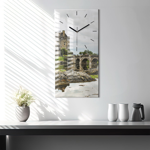 Modern vertical wall clock Eilean Donan Castle Scotland