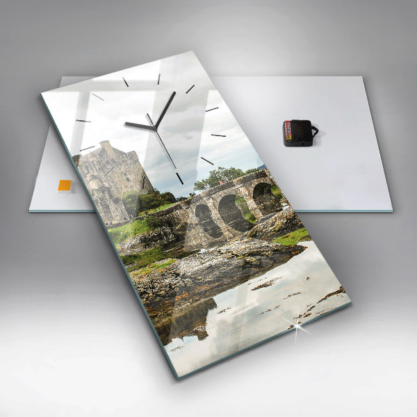 Modern vertical wall clock Eilean Donan Castle Scotland