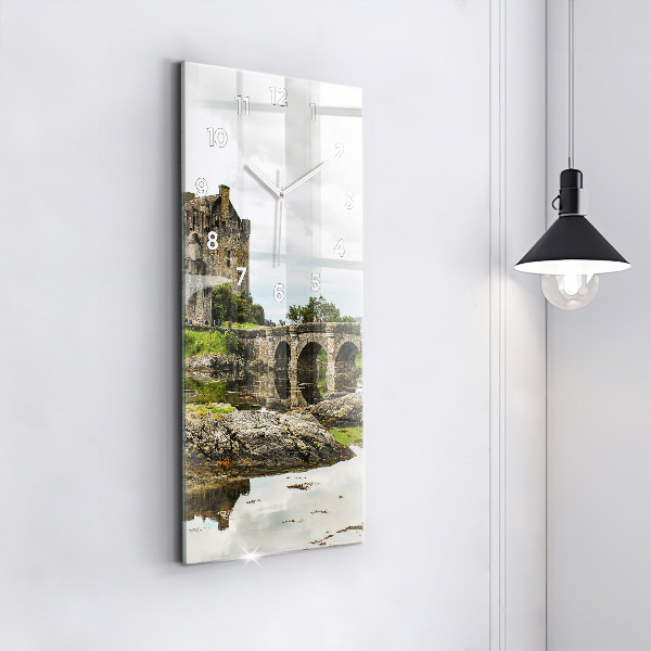 Modern vertical wall clock Eilean Donan Castle Scotland