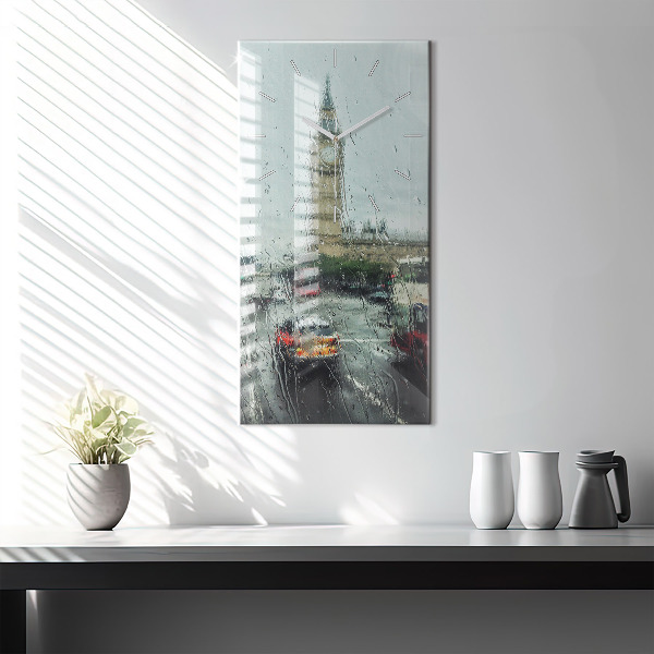 Modern vertical wall clock Rainy London