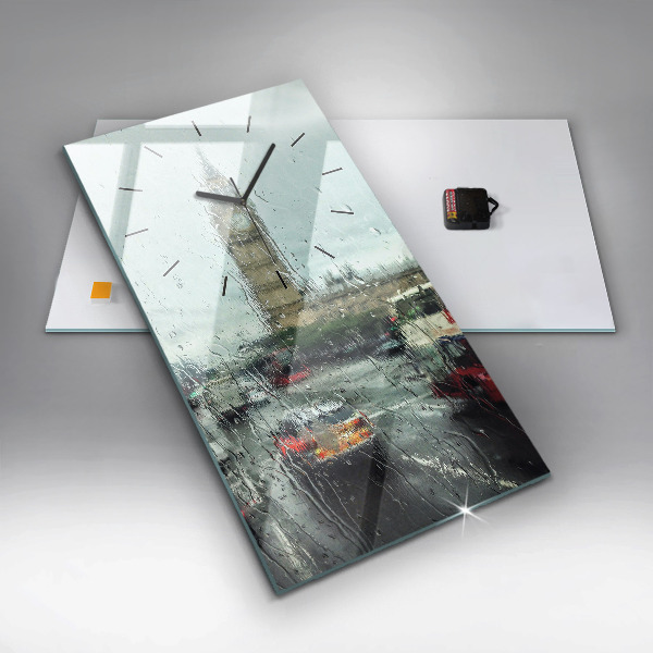 Modern vertical wall clock Rainy London