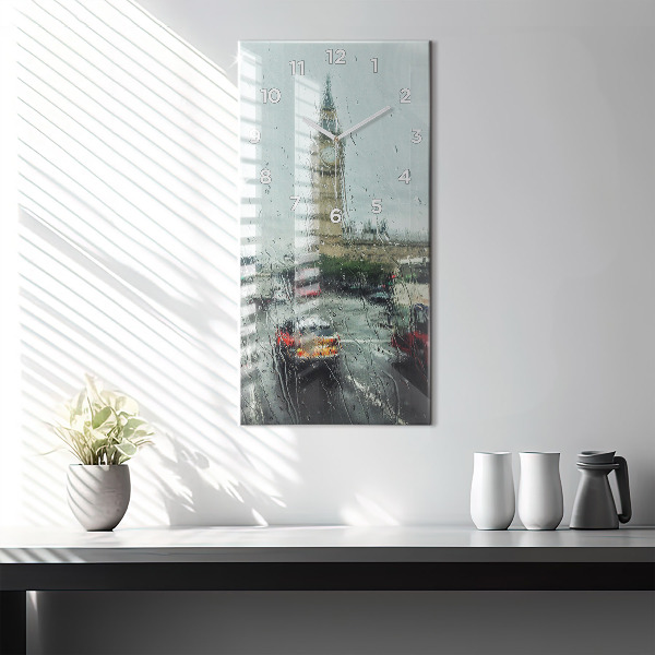 Modern vertical wall clock Rainy London