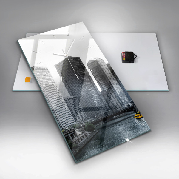 Modern vertical wall clock City panorama
