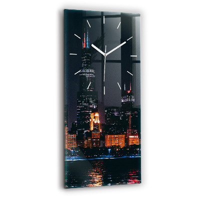 Modern vertical wall clock Chicago Cityscape