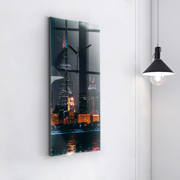 Modern vertical wall clock Chicago Cityscape