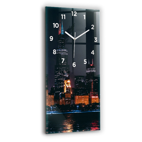 Modern vertical wall clock Chicago Cityscape
