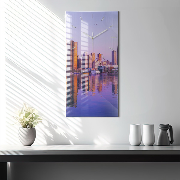 Modern vertical wall clock View of the skyscrapers of the USA