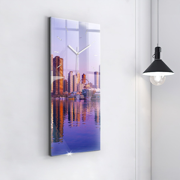 Modern vertical wall clock View of the skyscrapers of the USA