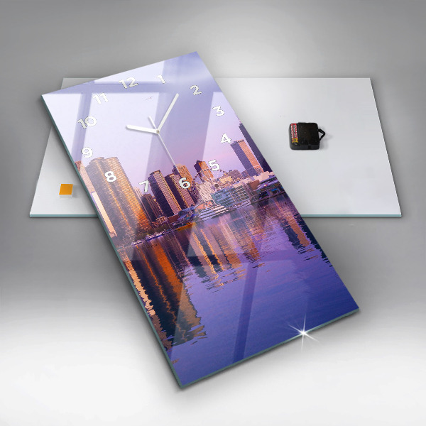 Modern vertical wall clock View of the skyscrapers of the USA