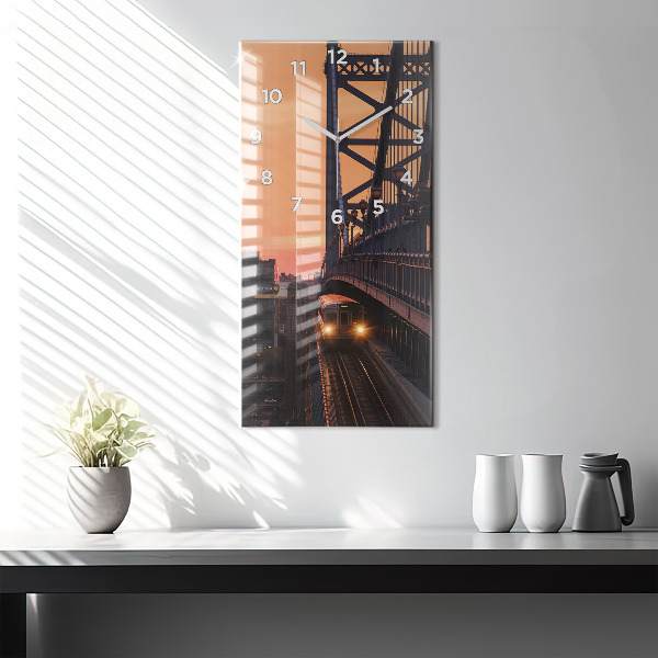 Modern vertical wall clock Benjamin Franklin Bridge