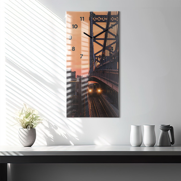 Modern vertical wall clock Benjamin Franklin Bridge