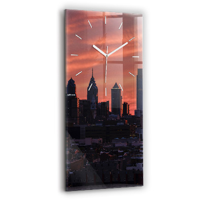 Modern vertical wall clock Philadelphia City Skyline