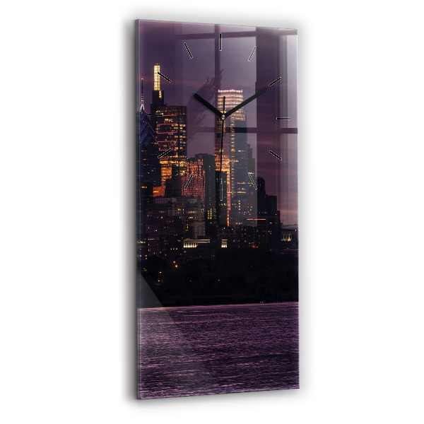 Modern vertical wall clock Philadelphia City Skyline