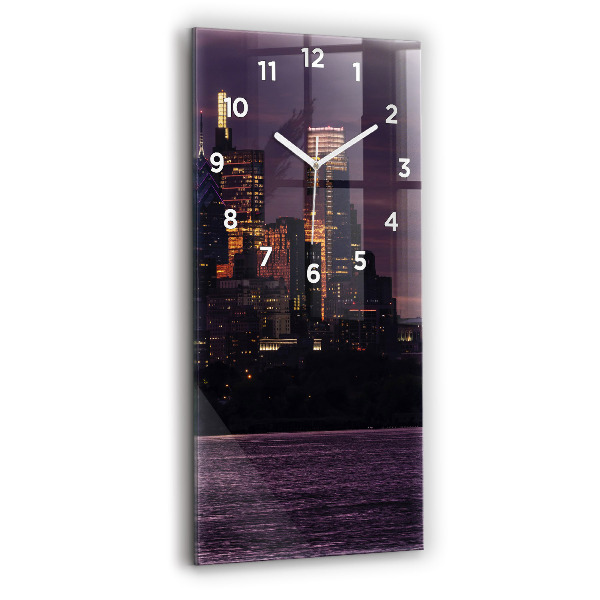 Modern vertical wall clock Philadelphia City Skyline