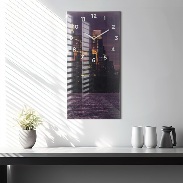 Modern vertical wall clock Philadelphia City Skyline